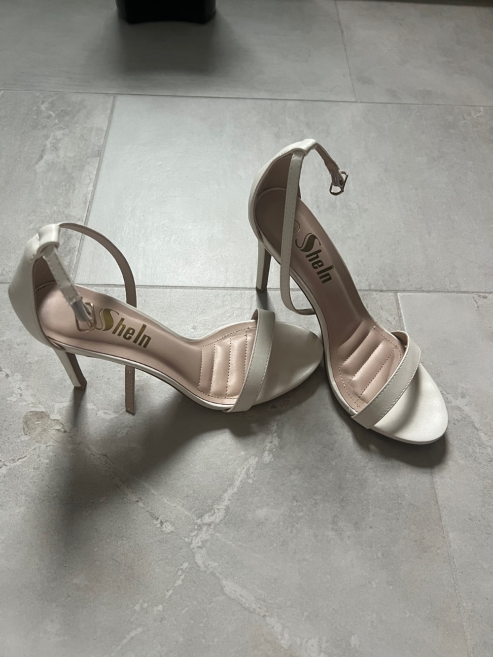 SHEIN White Ankle-Strap Stiletto Sandals